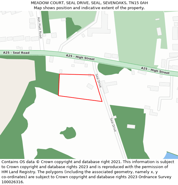 MEADOW COURT, SEAL DRIVE, SEAL, SEVENOAKS, TN15 0AH: Location map and indicative extent of plot