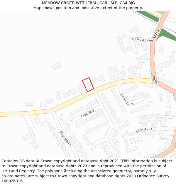 MEADOW CROFT, WETHERAL, CARLISLE, CA4 8JG: Location map and indicative extent of plot