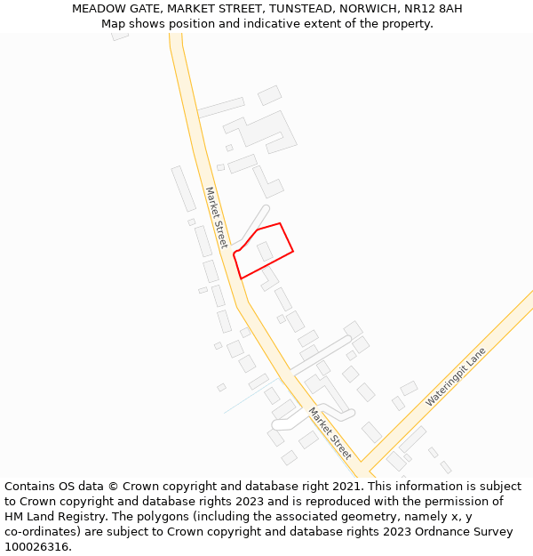 MEADOW GATE, MARKET STREET, TUNSTEAD, NORWICH, NR12 8AH: Location map and indicative extent of plot