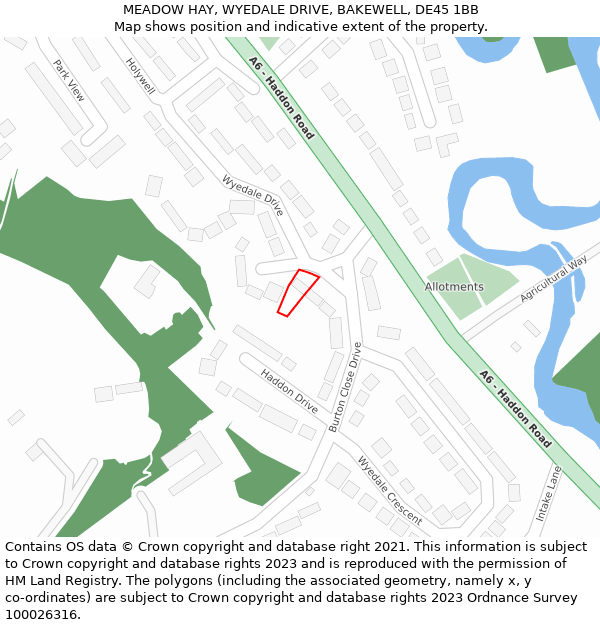 MEADOW HAY, WYEDALE DRIVE, BAKEWELL, DE45 1BB: Location map and indicative extent of plot