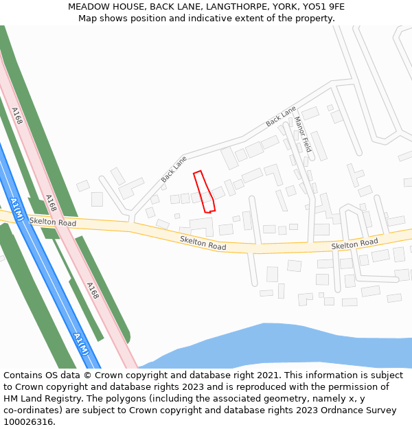 MEADOW HOUSE, BACK LANE, LANGTHORPE, YORK, YO51 9FE: Location map and indicative extent of plot