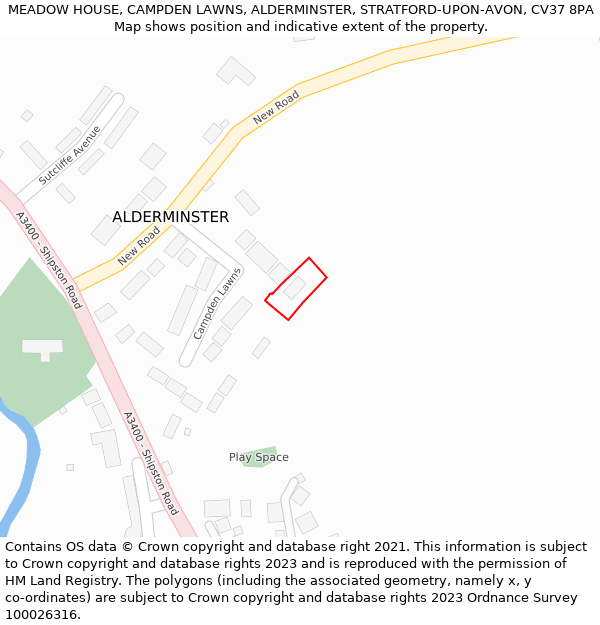 MEADOW HOUSE, CAMPDEN LAWNS, ALDERMINSTER, STRATFORD-UPON-AVON, CV37 8PA: Location map and indicative extent of plot