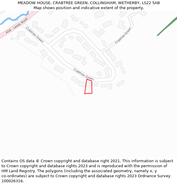 MEADOW HOUSE, CRABTREE GREEN, COLLINGHAM, WETHERBY, LS22 5AB: Location map and indicative extent of plot