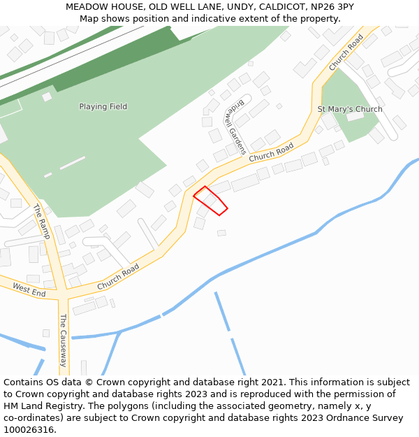 MEADOW HOUSE, OLD WELL LANE, UNDY, CALDICOT, NP26 3PY: Location map and indicative extent of plot