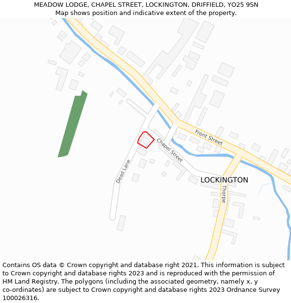 MEADOW LODGE, CHAPEL STREET, LOCKINGTON, DRIFFIELD, YO25 9SN: Location map and indicative extent of plot