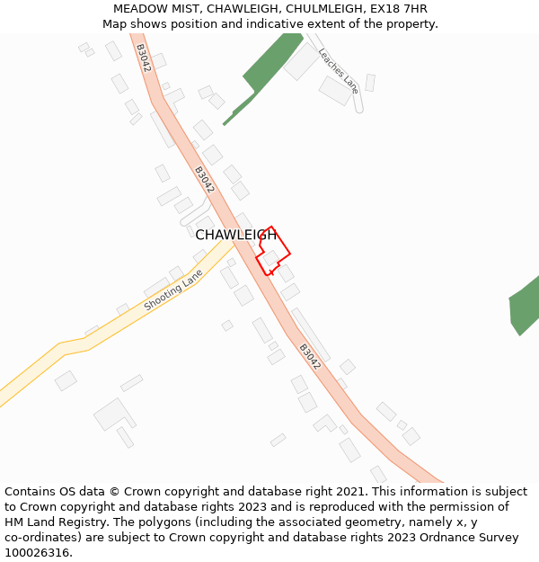 MEADOW MIST, CHAWLEIGH, CHULMLEIGH, EX18 7HR: Location map and indicative extent of plot