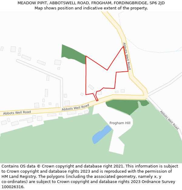 MEADOW PIPIT, ABBOTSWELL ROAD, FROGHAM, FORDINGBRIDGE, SP6 2JD: Location map and indicative extent of plot