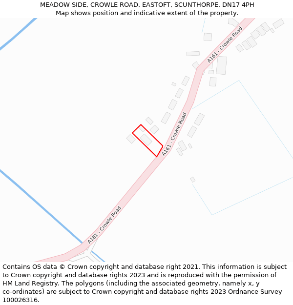 MEADOW SIDE, CROWLE ROAD, EASTOFT, SCUNTHORPE, DN17 4PH: Location map and indicative extent of plot