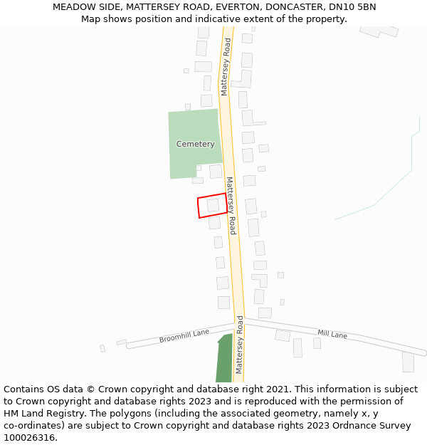 MEADOW SIDE, MATTERSEY ROAD, EVERTON, DONCASTER, DN10 5BN: Location map and indicative extent of plot