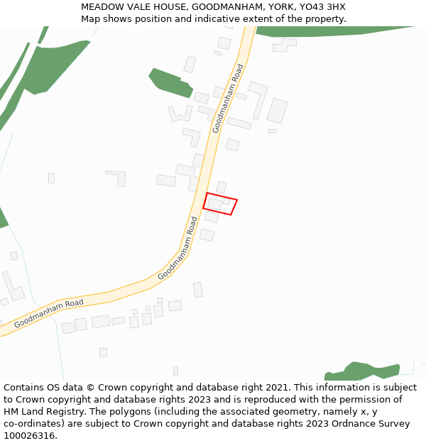 MEADOW VALE HOUSE, GOODMANHAM, YORK, YO43 3HX: Location map and indicative extent of plot