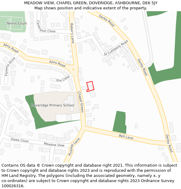 MEADOW VIEW, CHAPEL GREEN, DOVERIDGE, ASHBOURNE, DE6 5JY: Location map and indicative extent of plot