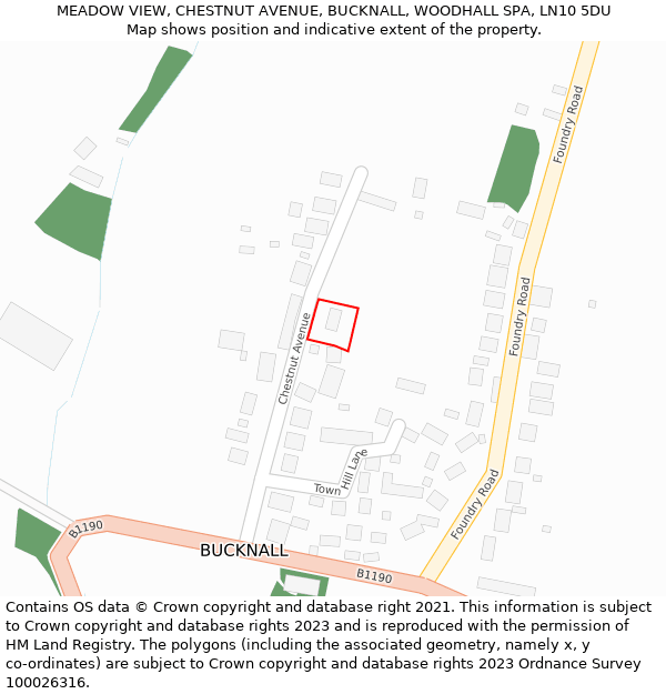 MEADOW VIEW, CHESTNUT AVENUE, BUCKNALL, WOODHALL SPA, LN10 5DU: Location map and indicative extent of plot