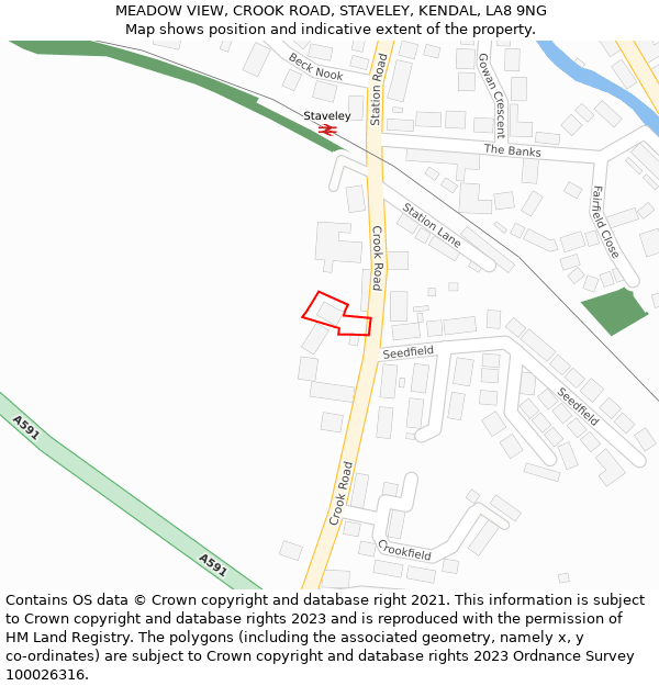 MEADOW VIEW, CROOK ROAD, STAVELEY, KENDAL, LA8 9NG: Location map and indicative extent of plot