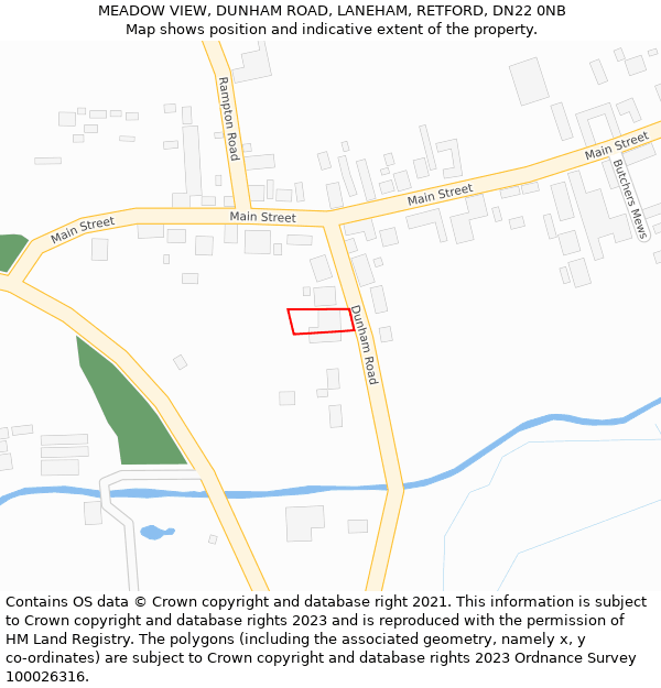 MEADOW VIEW, DUNHAM ROAD, LANEHAM, RETFORD, DN22 0NB: Location map and indicative extent of plot