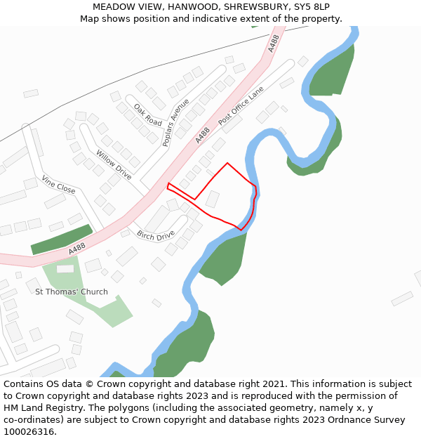 MEADOW VIEW, HANWOOD, SHREWSBURY, SY5 8LP: Location map and indicative extent of plot