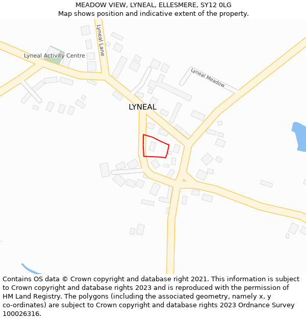 MEADOW VIEW, LYNEAL, ELLESMERE, SY12 0LG: Location map and indicative extent of plot