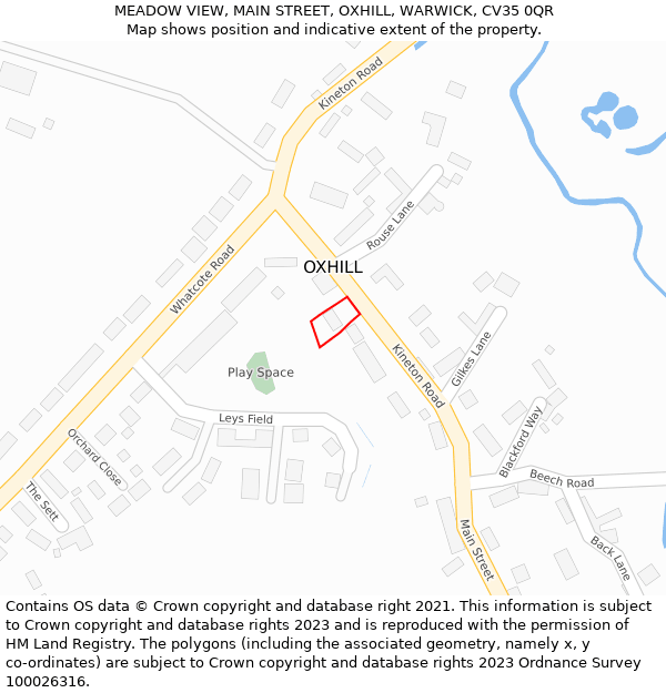 MEADOW VIEW, MAIN STREET, OXHILL, WARWICK, CV35 0QR: Location map and indicative extent of plot