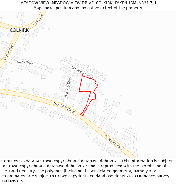 MEADOW VIEW, MEADOW VIEW DRIVE, COLKIRK, FAKENHAM, NR21 7JU: Location map and indicative extent of plot