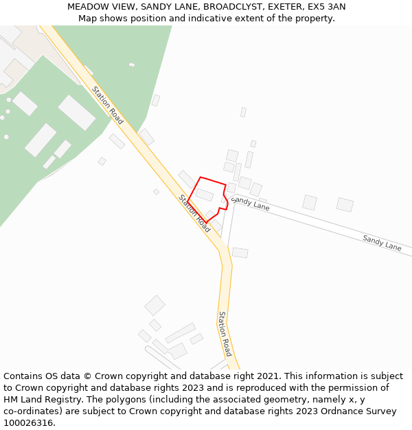 MEADOW VIEW, SANDY LANE, BROADCLYST, EXETER, EX5 3AN: Location map and indicative extent of plot
