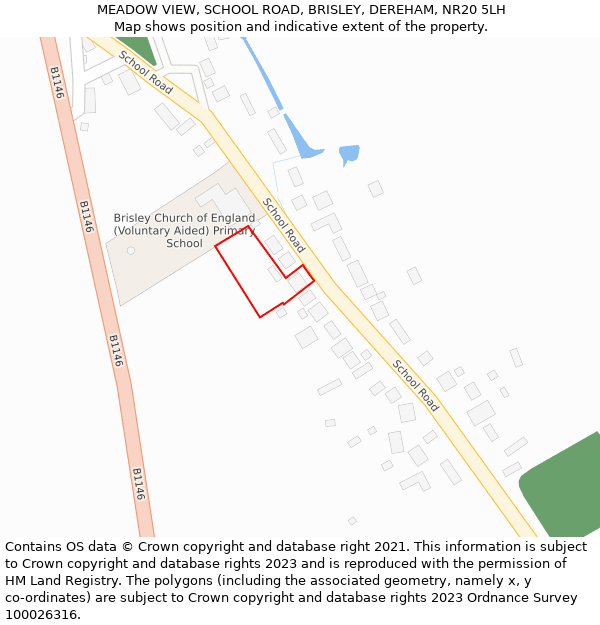 MEADOW VIEW, SCHOOL ROAD, BRISLEY, DEREHAM, NR20 5LH: Location map and indicative extent of plot