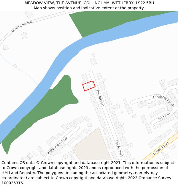 MEADOW VIEW, THE AVENUE, COLLINGHAM, WETHERBY, LS22 5BU: Location map and indicative extent of plot