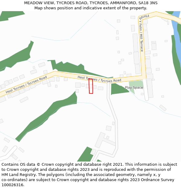 MEADOW VIEW, TYCROES ROAD, TYCROES, AMMANFORD, SA18 3NS: Location map and indicative extent of plot