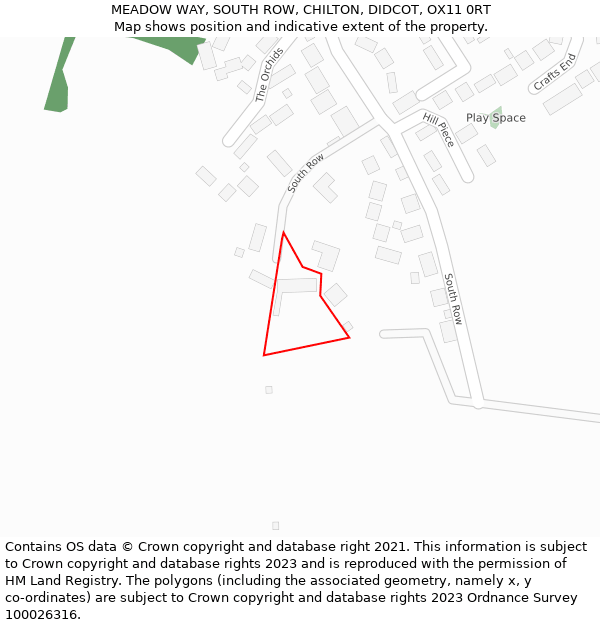 MEADOW WAY, SOUTH ROW, CHILTON, DIDCOT, OX11 0RT: Location map and indicative extent of plot