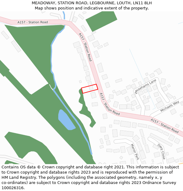 MEADOWAY, STATION ROAD, LEGBOURNE, LOUTH, LN11 8LH: Location map and indicative extent of plot