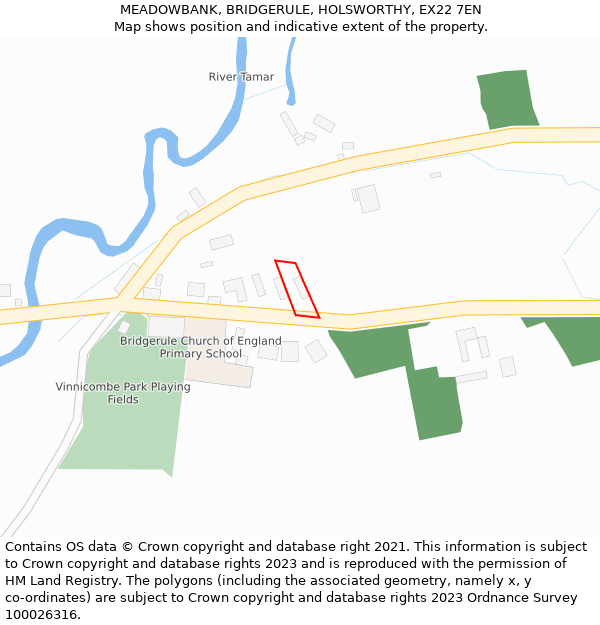 MEADOWBANK, BRIDGERULE, HOLSWORTHY, EX22 7EN: Location map and indicative extent of plot