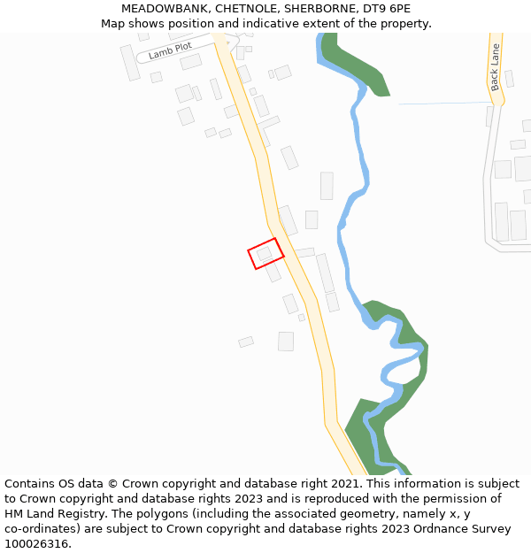 MEADOWBANK, CHETNOLE, SHERBORNE, DT9 6PE: Location map and indicative extent of plot