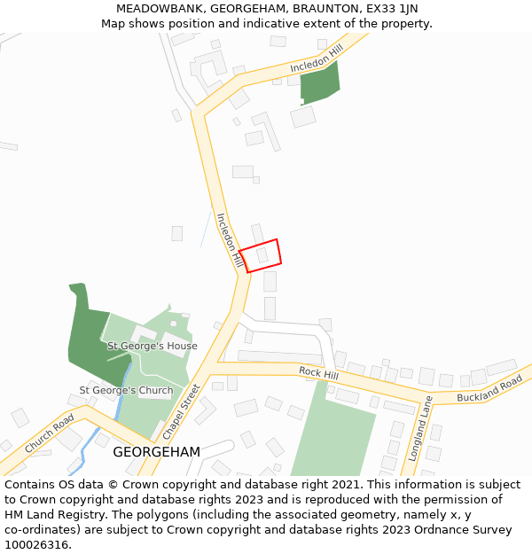 MEADOWBANK, GEORGEHAM, BRAUNTON, EX33 1JN: Location map and indicative extent of plot