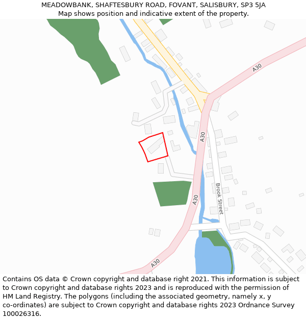 MEADOWBANK, SHAFTESBURY ROAD, FOVANT, SALISBURY, SP3 5JA: Location map and indicative extent of plot