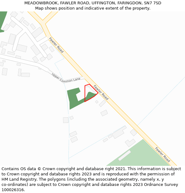 MEADOWBROOK, FAWLER ROAD, UFFINGTON, FARINGDON, SN7 7SD: Location map and indicative extent of plot