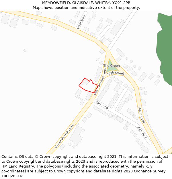 MEADOWFIELD, GLAISDALE, WHITBY, YO21 2PR: Location map and indicative extent of plot