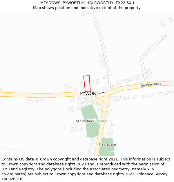 MEADOWS, PYWORTHY, HOLSWORTHY, EX22 6XU: Location map and indicative extent of plot