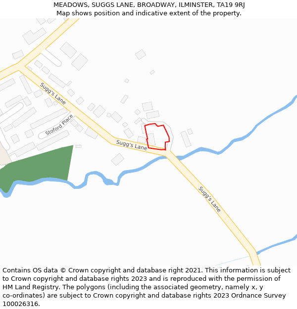 MEADOWS, SUGGS LANE, BROADWAY, ILMINSTER, TA19 9RJ: Location map and indicative extent of plot