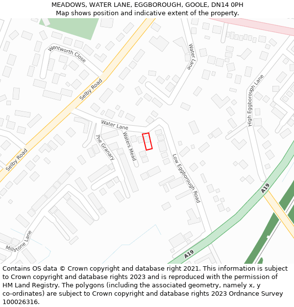 MEADOWS, WATER LANE, EGGBOROUGH, GOOLE, DN14 0PH: Location map and indicative extent of plot