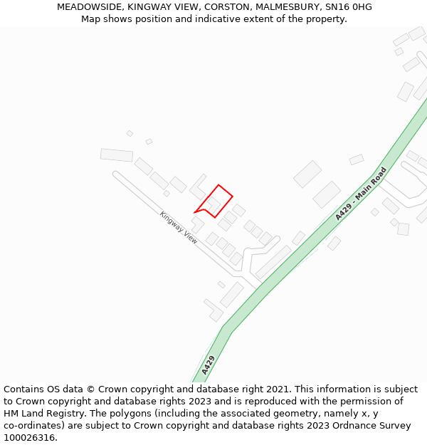 MEADOWSIDE, KINGWAY VIEW, CORSTON, MALMESBURY, SN16 0HG: Location map and indicative extent of plot