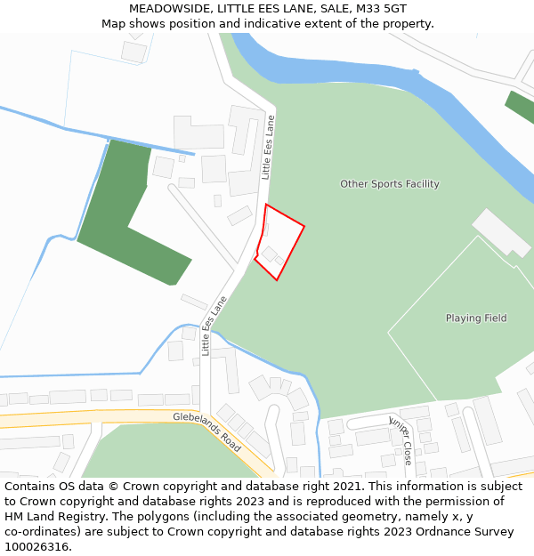 MEADOWSIDE, LITTLE EES LANE, SALE, M33 5GT: Location map and indicative extent of plot