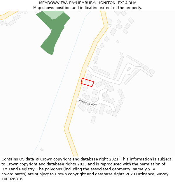 MEADOWVIEW, PAYHEMBURY, HONITON, EX14 3HA: Location map and indicative extent of plot