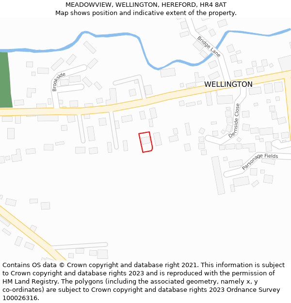 MEADOWVIEW, WELLINGTON, HEREFORD, HR4 8AT: Location map and indicative extent of plot