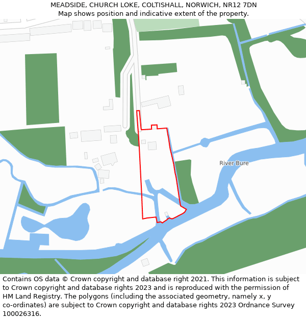 MEADSIDE, CHURCH LOKE, COLTISHALL, NORWICH, NR12 7DN: Location map and indicative extent of plot