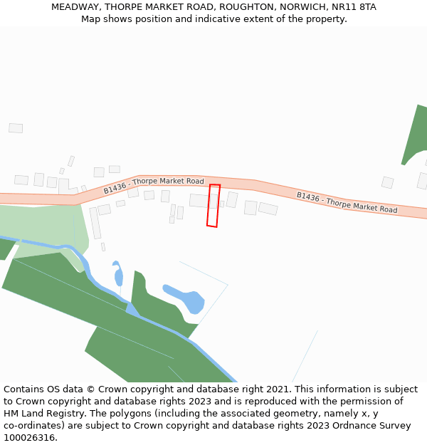 MEADWAY, THORPE MARKET ROAD, ROUGHTON, NORWICH, NR11 8TA: Location map and indicative extent of plot