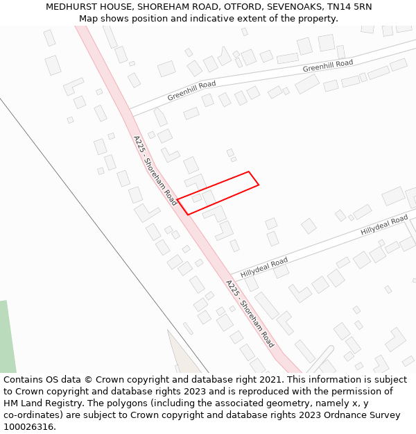 MEDHURST HOUSE, SHOREHAM ROAD, OTFORD, SEVENOAKS, TN14 5RN: Location map and indicative extent of plot