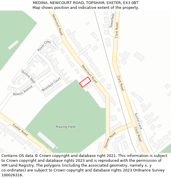 MEDINA, NEWCOURT ROAD, TOPSHAM, EXETER, EX3 0BT: Location map and indicative extent of plot