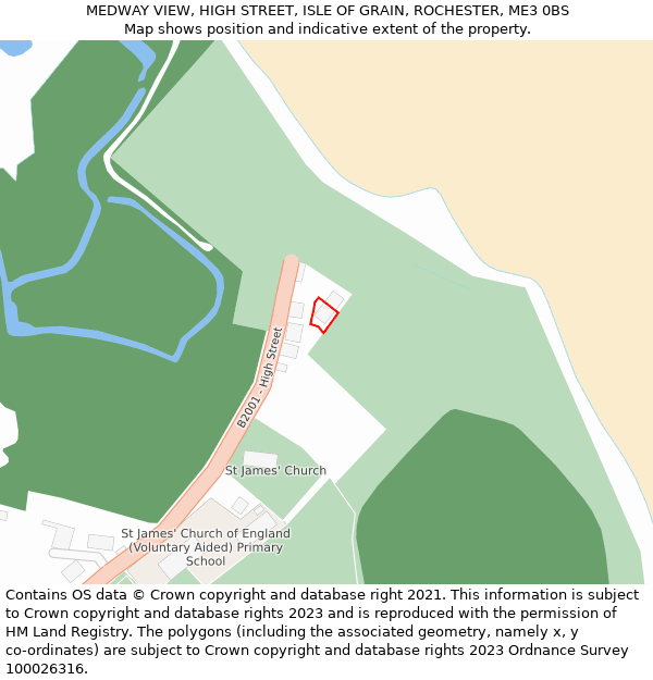 MEDWAY VIEW, HIGH STREET, ISLE OF GRAIN, ROCHESTER, ME3 0BS: Location map and indicative extent of plot