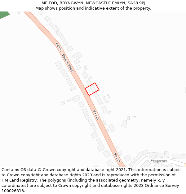 MEIFOD, BRYNGWYN, NEWCASTLE EMLYN, SA38 9PJ: Location map and indicative extent of plot