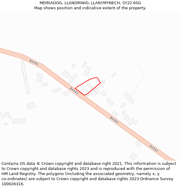 MEIRIADOG, LLANDRINIO, LLANYMYNECH, SY22 6SG: Location map and indicative extent of plot