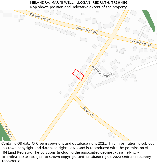 MELANDRA, MARYS WELL, ILLOGAN, REDRUTH, TR16 4EG: Location map and indicative extent of plot