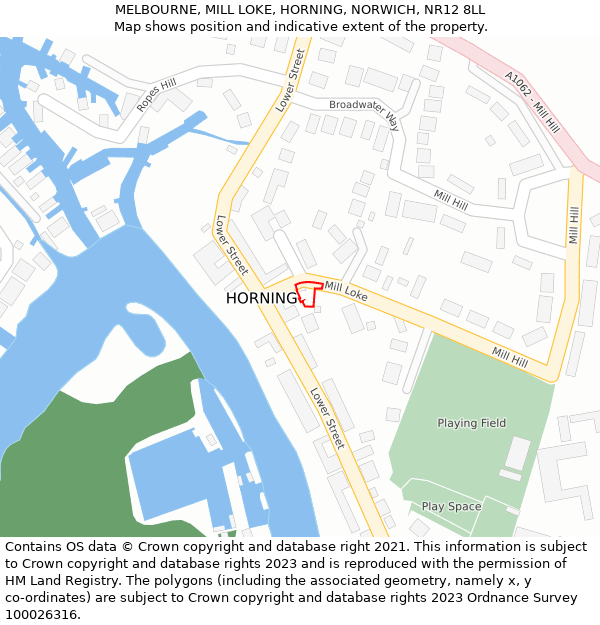 MELBOURNE, MILL LOKE, HORNING, NORWICH, NR12 8LL: Location map and indicative extent of plot